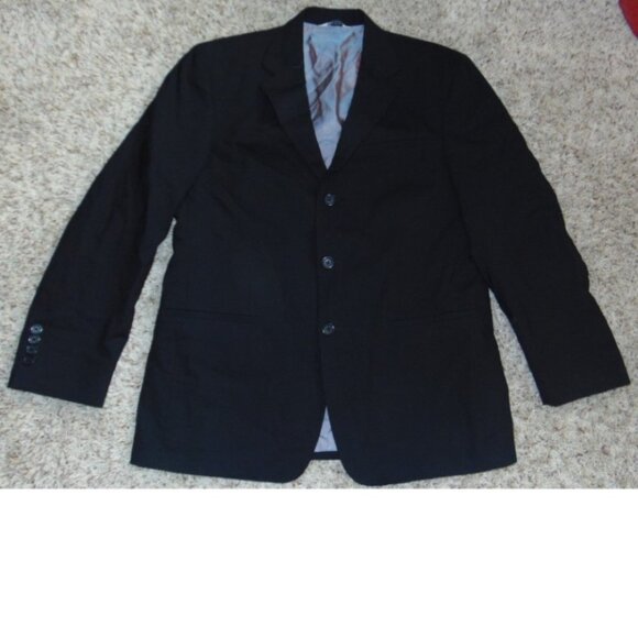 *Wilke Rodriguez Wool Suit Jacket Mens 40S Black Single Breasted Lined Pockets - Picture 1 of 5